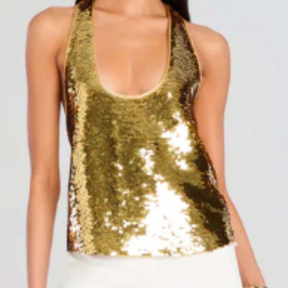 Retrofete Gold Sequin Crop Top